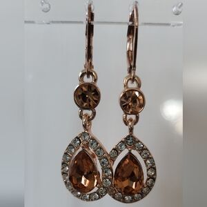 Beautiful Monet Rosegold  Champagne Color Rhinestones  Earrings